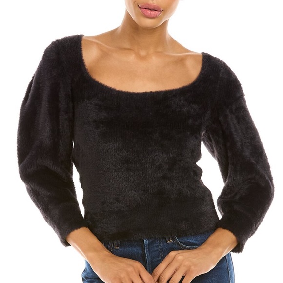 Free People Sweaters - Free People Black Fuzzy Moonbeam Sweater Size Small Pullover